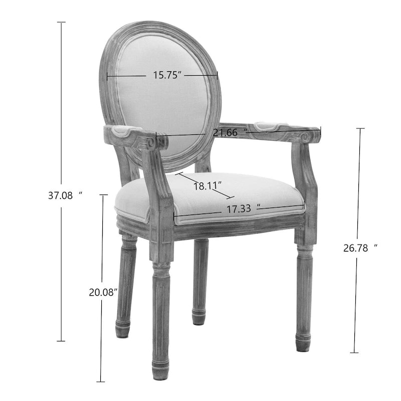 Set van 2 gestoffeerde eetkamerstoelen met armleuningen