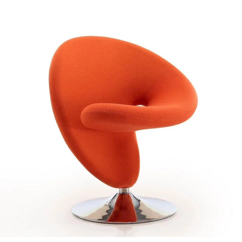 Manhattan Comfort Curl verchroomde accentstoel met draaifunctie van wolmix (set van 2)