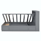 Wood Queen Size Hydraulic Platform Bed with Storage LED Headboard