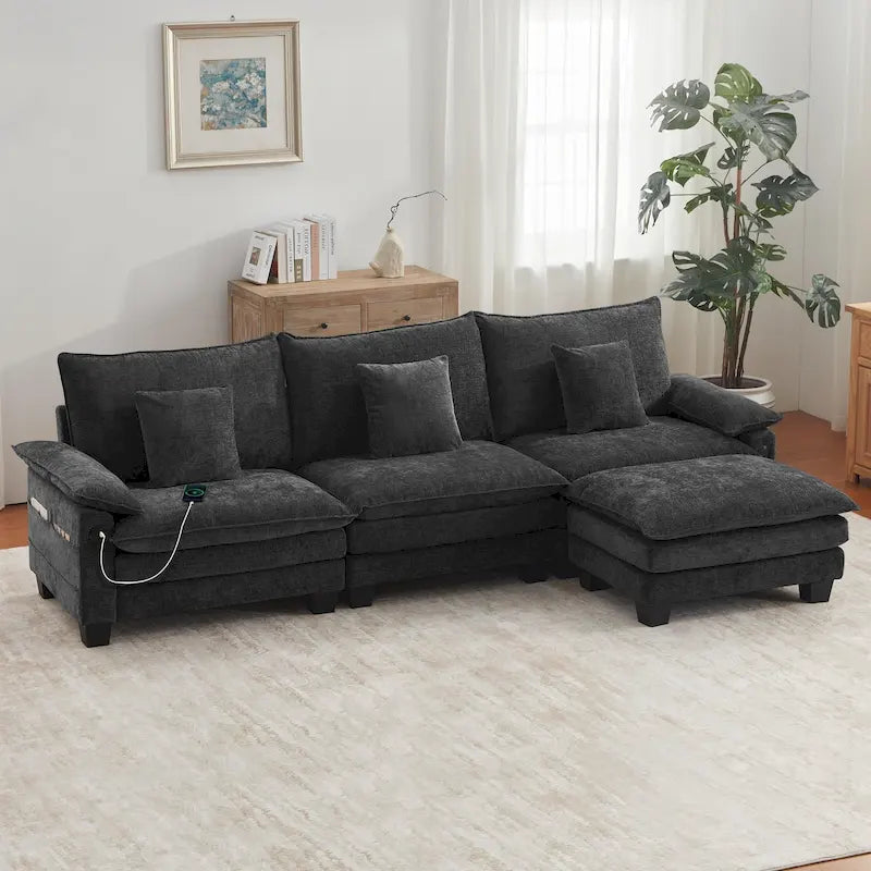 Modular Sectional Sofa Set Convertible Sectional Sleeper Sofa with Chaise for Apartment