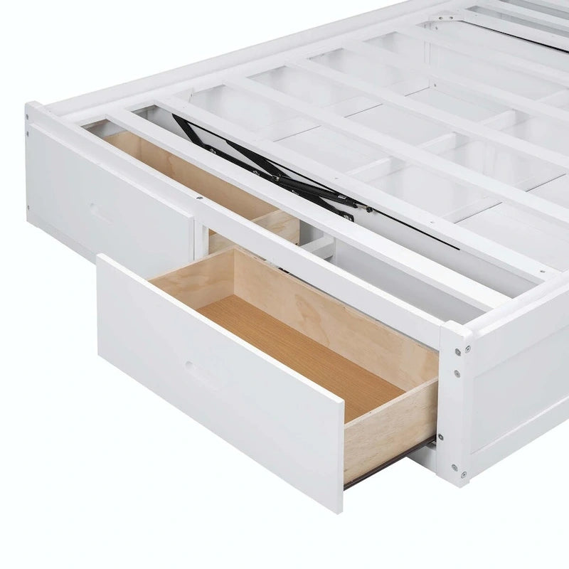 Wood Queen Size Hydraulic Platform Bed with Storage LED Headboard