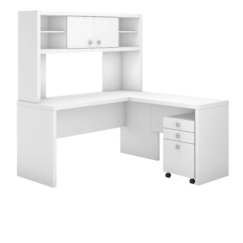 Echo L-vormig bureau met opzetkast en lades