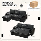 80 L-Shaped Sofa Couch Bed, Sofa Sleeper with Pull Out Bed, Reversible Sleeper Sofa Bed