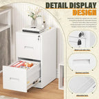 2 Drawer Vertical File Cabinet with Lock for Home Office
