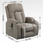 Power Lift Recliner Chair, Modern Single Motor Massage Sofa Chair with Lumbar Heating, USB Charging Port, Cup Holders