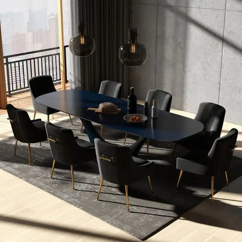 SEYNAR Moderne glamoureuze fluwelen eetkamerstoelen, set van 8 voor de eetkamer, gecapitonneerde fauteuil voor de woonkamer (zonder tafel)