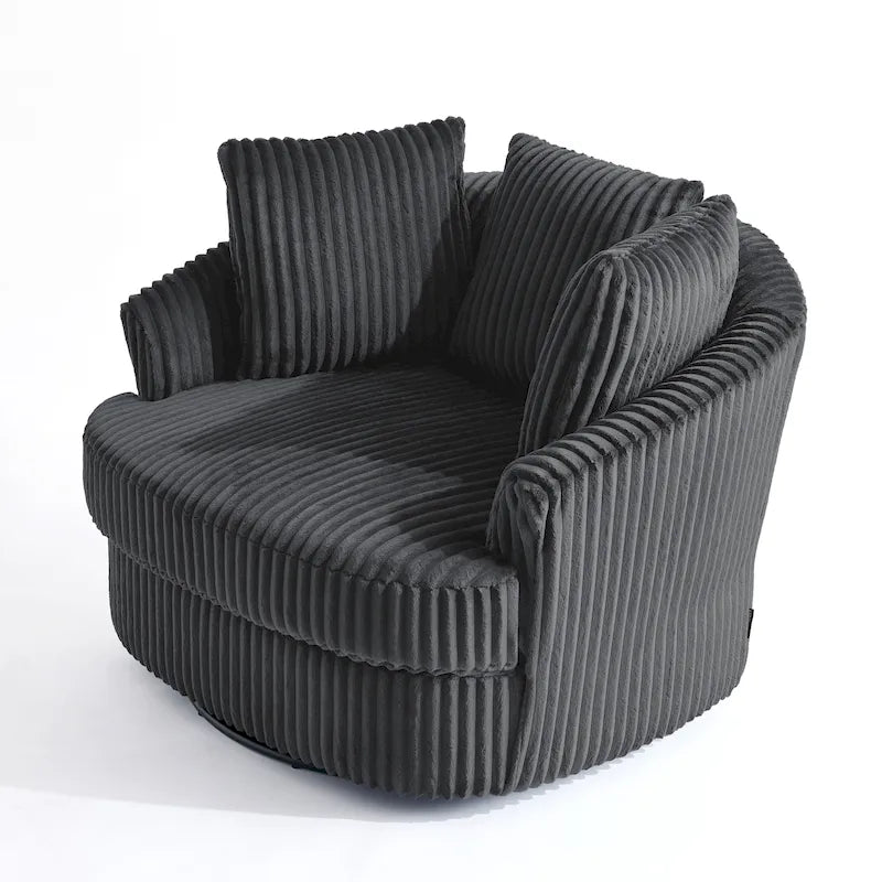 Oversized 43" B brede pluche fluwelen draaibare tonvormige stoel met verzonken armleuningen