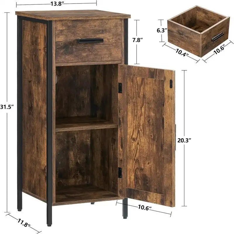Smalle vloerkast met 1 deur en 1 lade - 11,8D x 13,8B x 31,5H