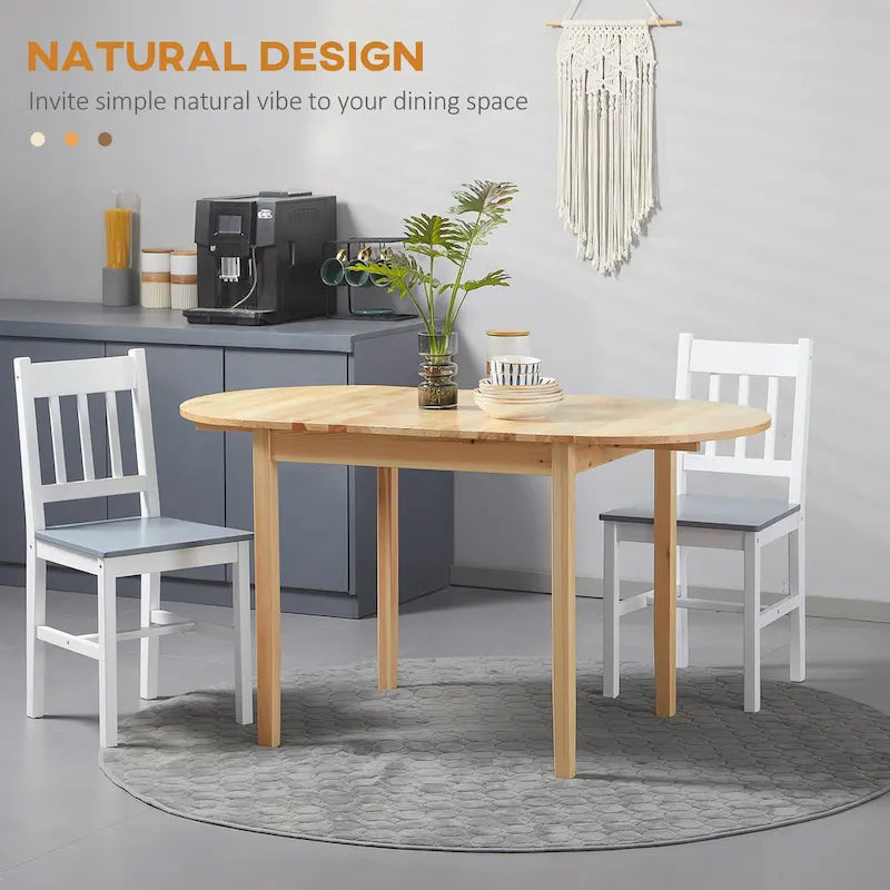 HOMCOM 55 massief houten keukentafel, klaptafel voor kleine ruimtes, opvouwbare eettafel