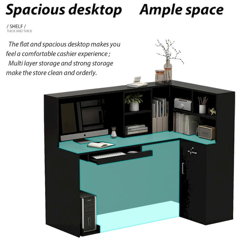 L-Shape Wood Reception Desk Office Computer Desk