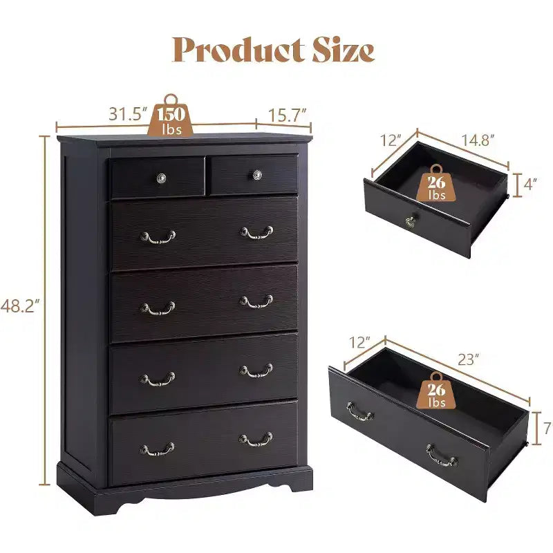 AMERLIFE Ladekast, landelijke commode met vintage metalen handgreep