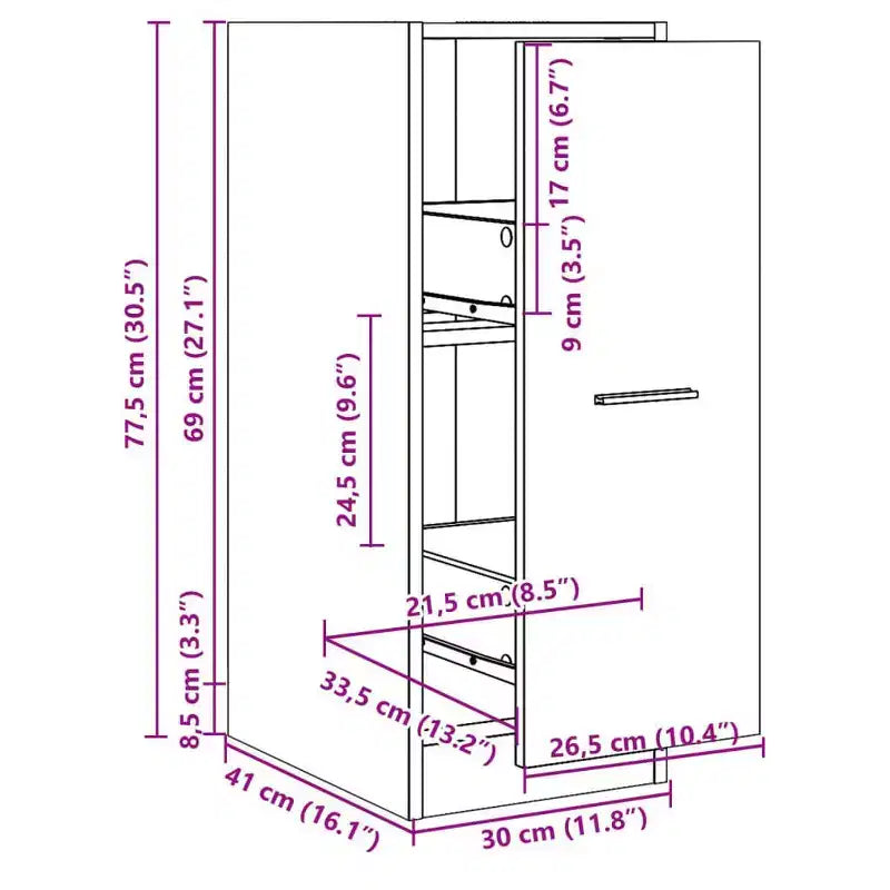 XL Apothecary Cabinet White Engineered wood 11.8 x 16.1 x 30.5 in