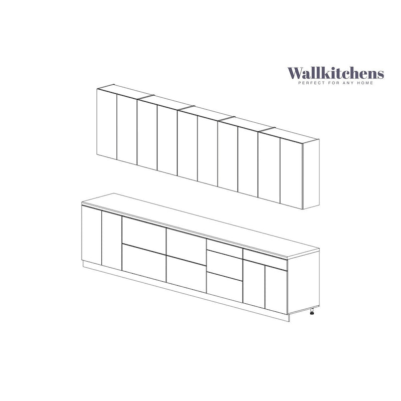 Keukencollectie Signature, wit glanzend, basiskleur, 13 ft breed – 153 × 24