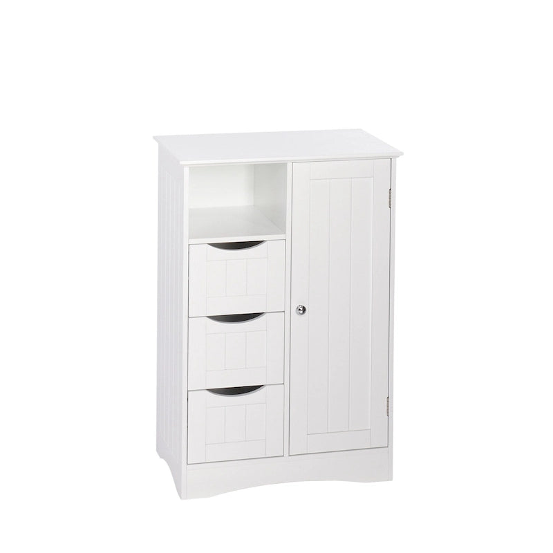 RiverRidge Ashland opbergkast voor badkamer en wasruimte met enkele deur, 3 lades, open en verstelbare plank