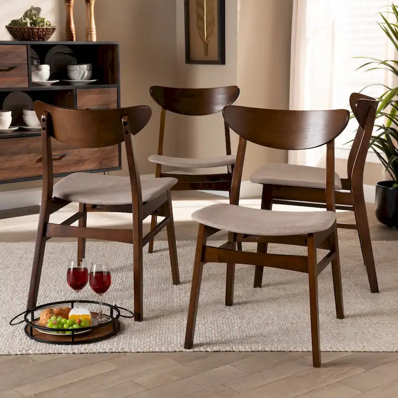 Parlin Mid-Century Modern Transitional 4-delige eetkamerstoelenset