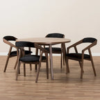 5-delige eetkamerset van grijze stof in mid-century stijl van Baxton Studio
