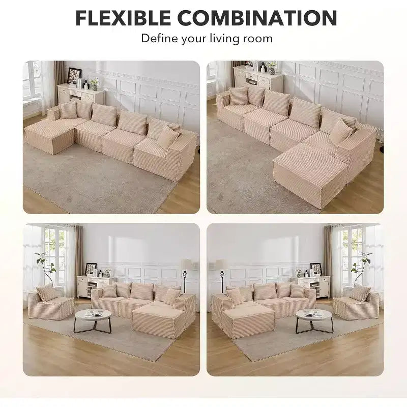 107/ 137 Modulaire Sectiebank Cloud Couch,Diepe Zitting Zonder Frame Bank,Ombouwbare Comfortabele Vloerbanken met Hockers en Memory Foam