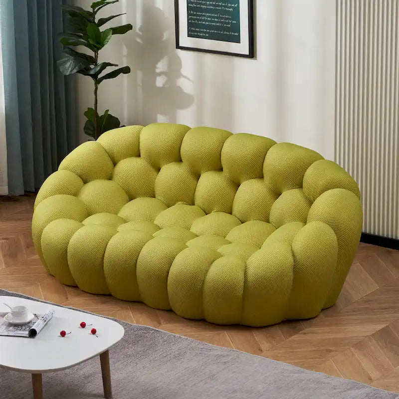 2-zits Bubble gebogen relaxbank, honingraatvorm met 3D-textielstof voor woonkamer, salon en appartement
