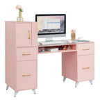 Computerbureau van 55 inch met planken, laden en kastje
