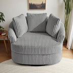 Oversized 43" B brede pluche fluwelen draaibare tonvormige stoel met verzonken armleuningen