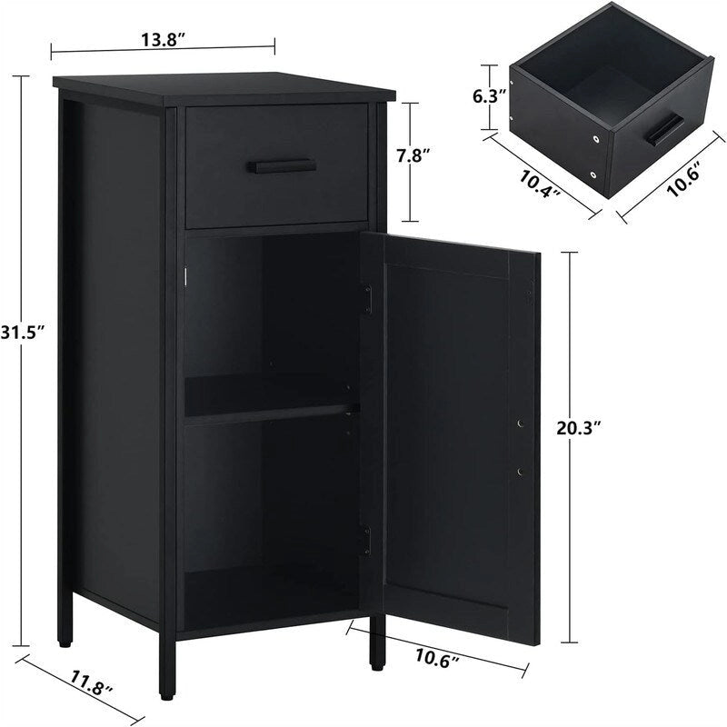 Smalle vloerkast met 1 deur en 1 lade - 11,8D x 13,8B x 31,5H