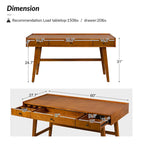 Mid-century Office Desk with Drawer Divider&Cable Management&Charging Station