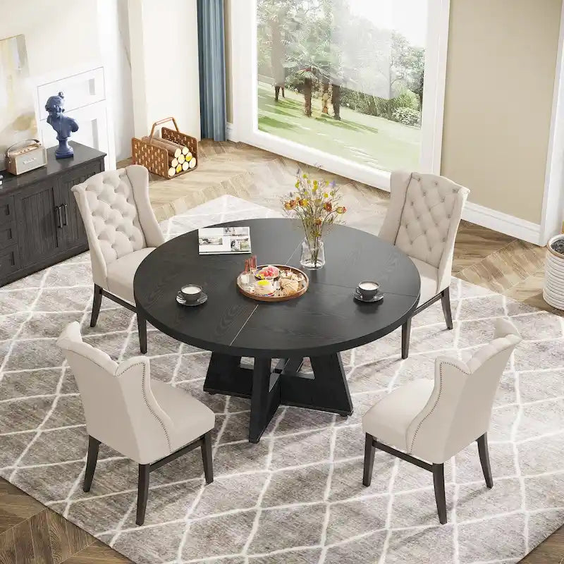 47 inch ronde eettafel voor 4 personen, houten keukentafel voor keuken, eetkamer en woonkamer - N.v.t.