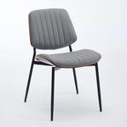2PCS Faux Leather Chair with Metal Legs