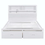 Wood Queen Size Hydraulic Platform Bed with Storage LED Headboard