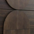 Moderne geometrische ladekast met 6 lades, brede opbergkast met halve cirkelaccenten voor slaapkamer en woonkamer