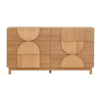 Moderne geometrische ladekast met 6 lades, brede opbergkast met halve cirkelaccenten voor slaapkamer en woonkamer