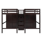 Double Twin Loft Beds with Wardrobes and Staircase