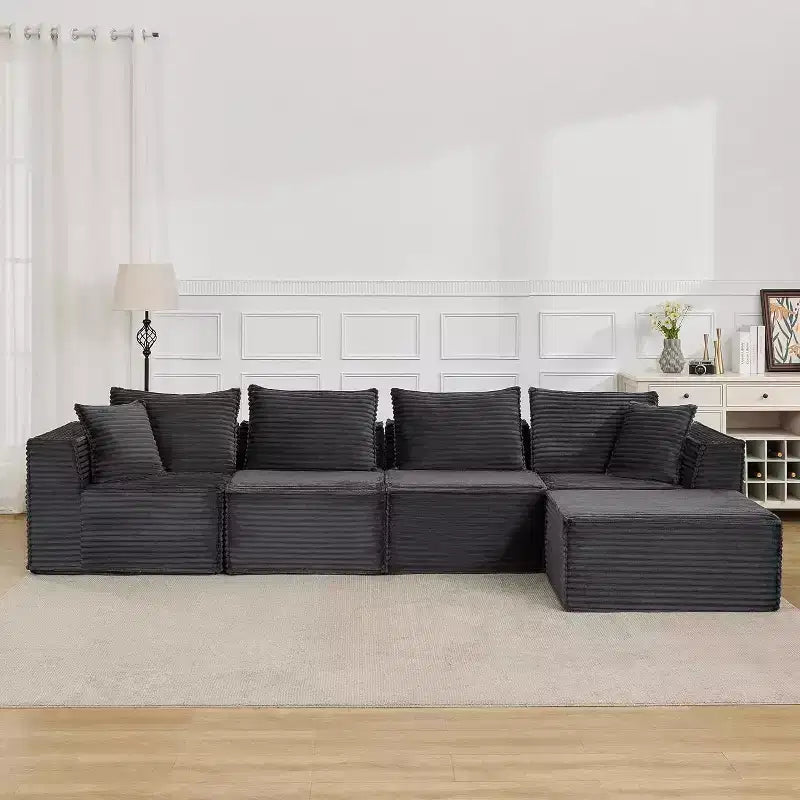 107/ 137 Modulaire Sectiebank Cloud Couch,Diepe Zitting Zonder Frame Bank,Ombouwbare Comfortabele Vloerbanken met Hockers en Memory Foam