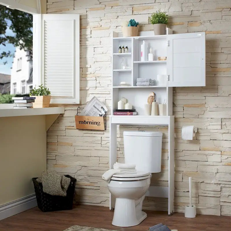Wit 7-vaks boven-toilet ruimtebesparend kastje