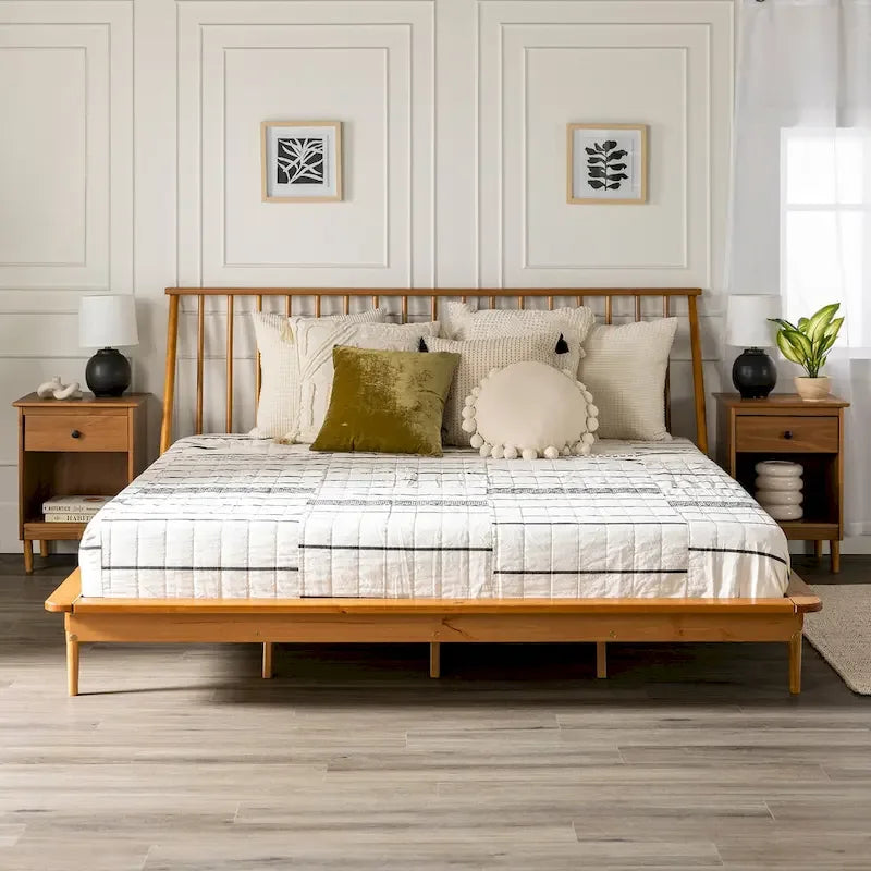 Massief houten spijlenbed