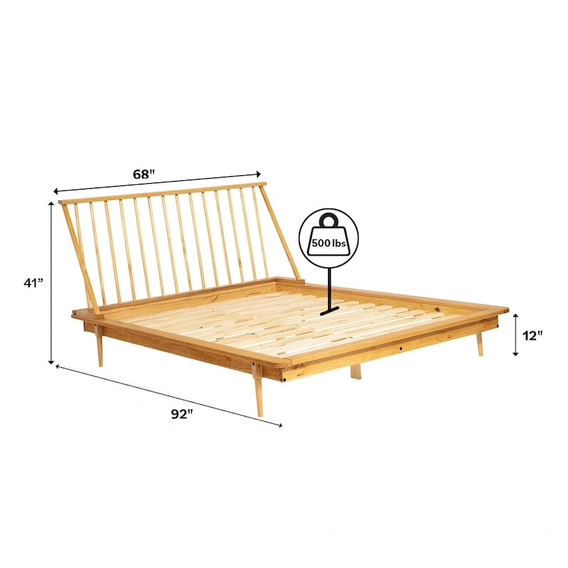 Massief houten spijlenbed