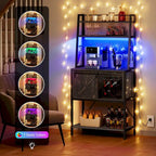 5-laags keukenrek met LED-lichtstrip, schuifdeur en ingebouwd stopcontact