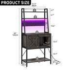 5-laags keukenrek met LED-lichtstrip, schuifdeur en ingebouwd stopcontact