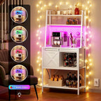 5-laags keukenrek met LED-lichtstrip, schuifdeur en ingebouwd stopcontact