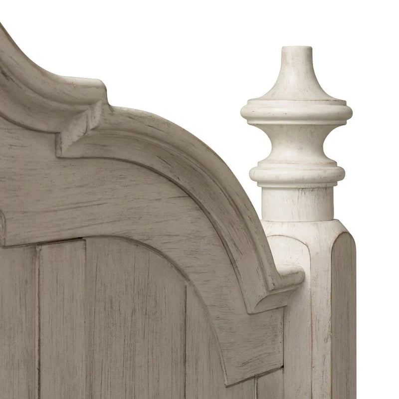 Hoofdeinde voor kingsize bed – antiek wit met kastanjebruine afwerking