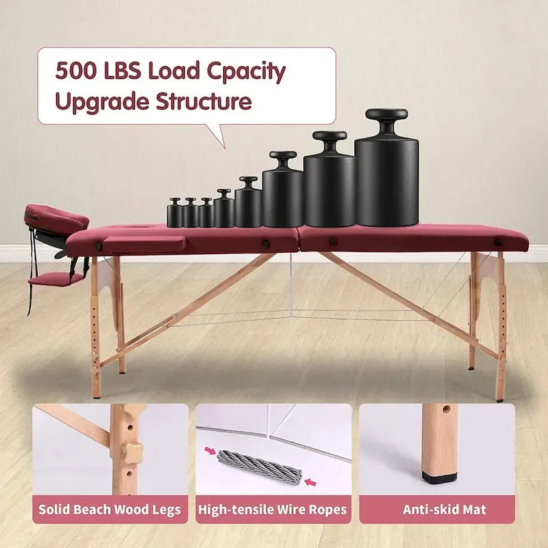 Draagbare opvouwbare massagetafel met draagtas