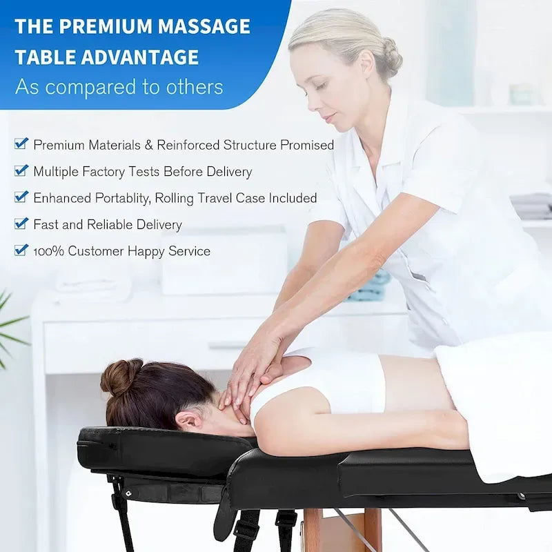 Draagbare opvouwbare massagetafel met draagtas