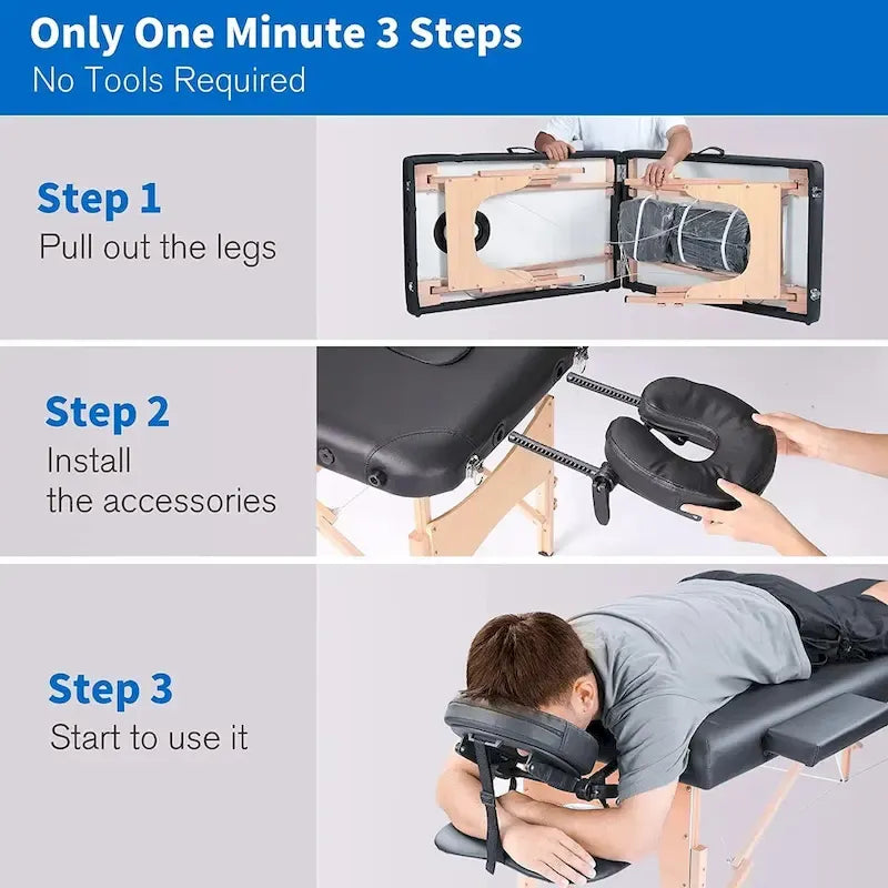 Draagbare opvouwbare massagetafel met draagtas
