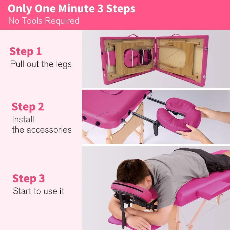 Draagbare opvouwbare massagetafel met draagtas