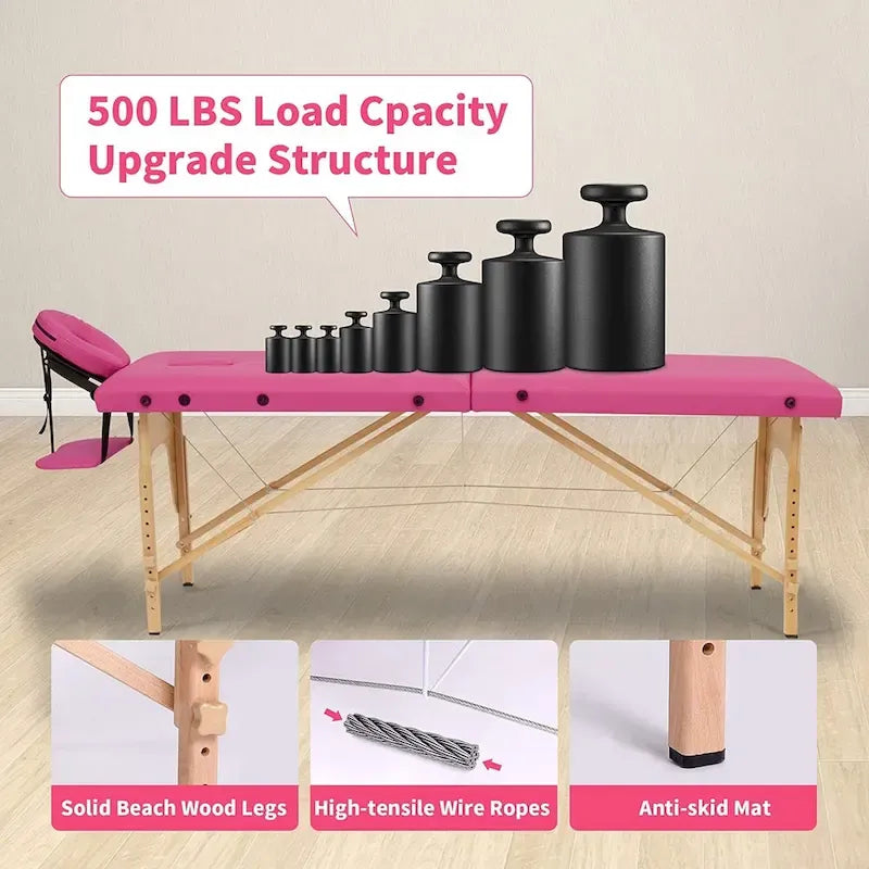 Draagbare opvouwbare massagetafel met draagtas