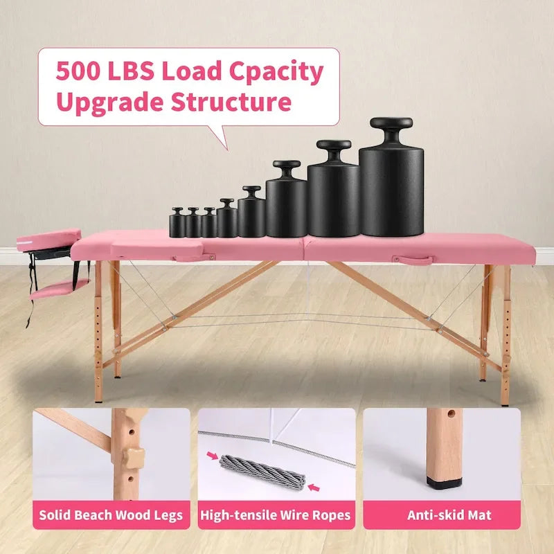 Draagbare opvouwbare massagetafel met draagtas