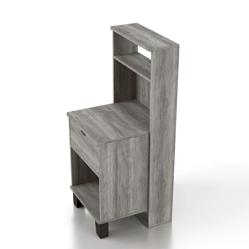 Compact nachtkastje met 3 planken en 1 lade