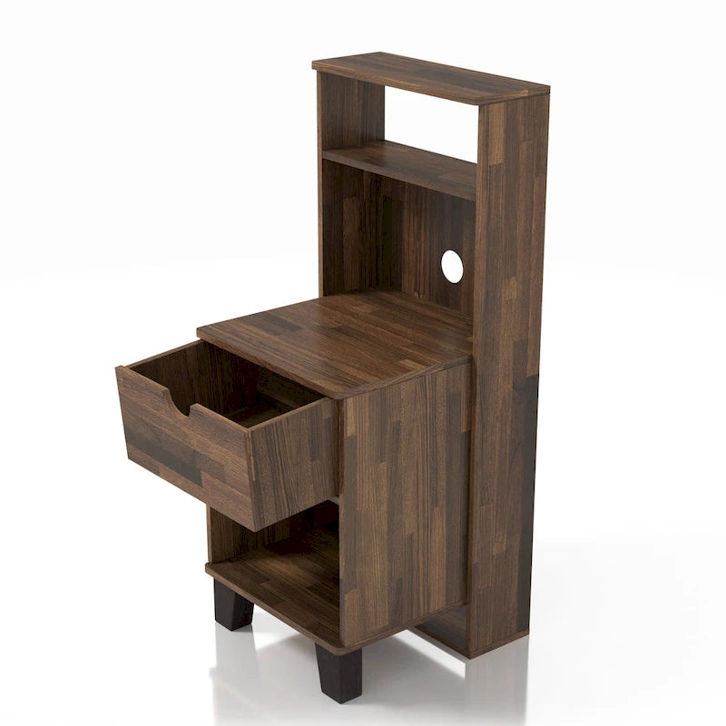 Compact nachtkastje met 3 planken en 1 lade