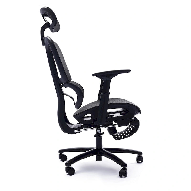Ergonomische bureaustoel met hoge rugleuning, netbespanning, verstelbare hoofdsteun en armleuningen