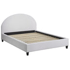 Gestoffeerd Queen Platformbed met Rond Hoofdeinde in Mid-Century Stijl